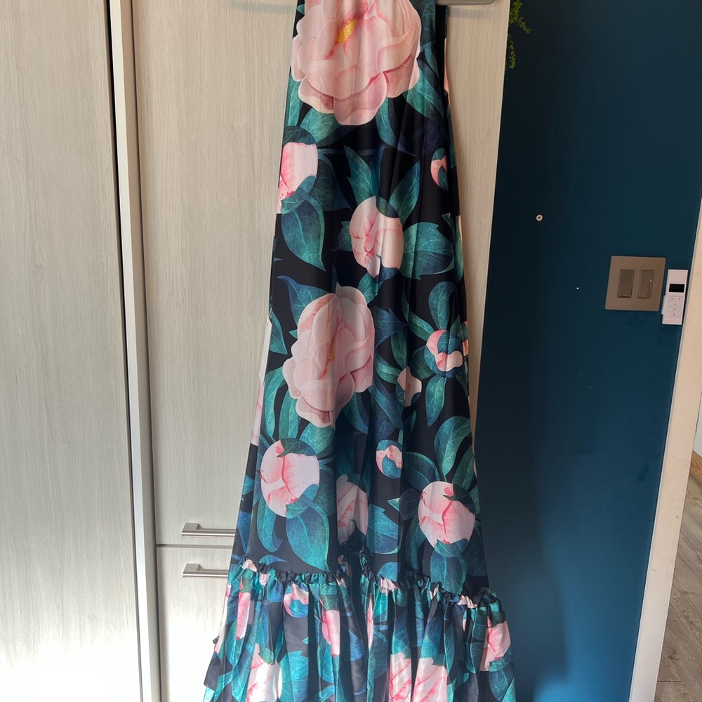 Mac Duggal Floral Maxi Dress - Pink and Green